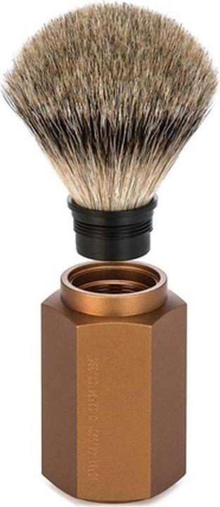 Actual product image Mühle HEXAGON shaving brush silver tip bronze (Shaving brush)
