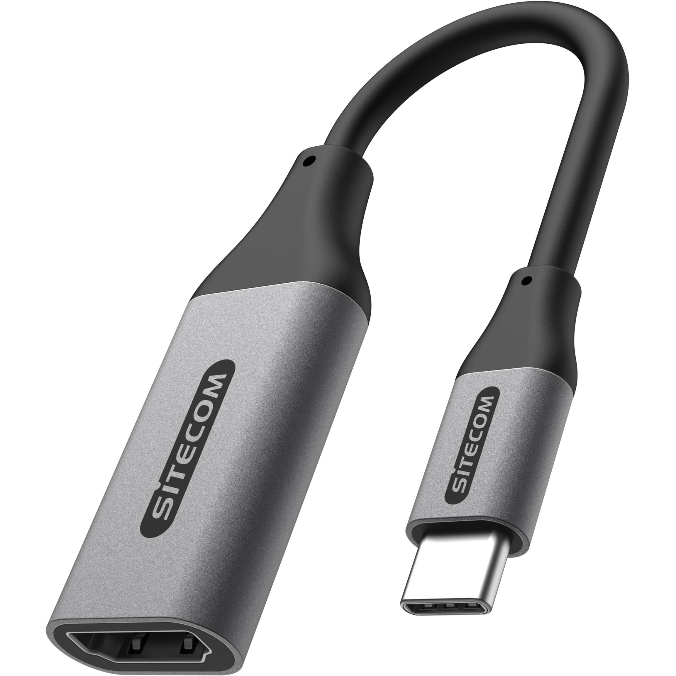 Thumbnail - Sitecom AD-1002 USB-C zu HDMI™ 2.0 Adapter (HDMI, 15 cm), Data + Video Adapter, Grau