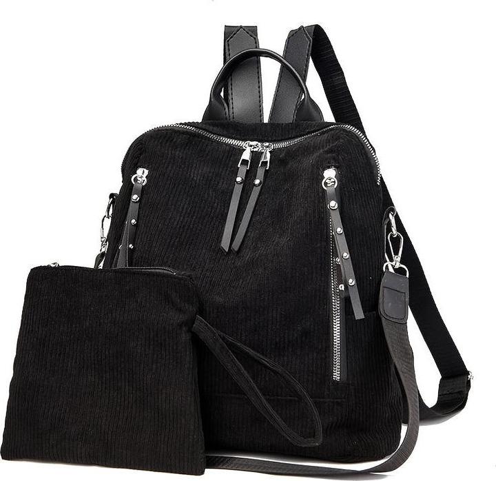 Immagine prodotto Only-Bags.Store Elegante zaino in velluto a coste - spazioso e versatile con cinghie regolabili, chiusura a zip per