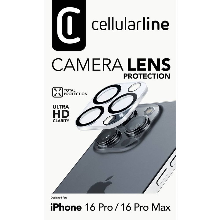 Produktbild Cellularline Camera Lens (1 Stück, Apple iPhone 16 Pro Max)