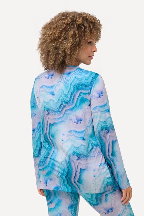 Produktbild Ulla Popken Ski-Shirt, Marmormuster, Loop, V-Ausschnitt, Langarm (42, 44)