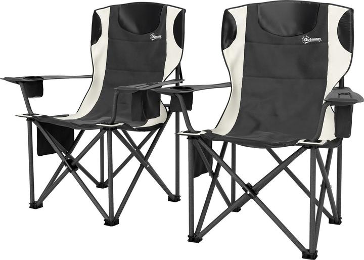Swisshandel24 2er Set Faltstuhl faltbar Campingstuhl mit Armlehnen  Getrnkehalter Kopfsttze