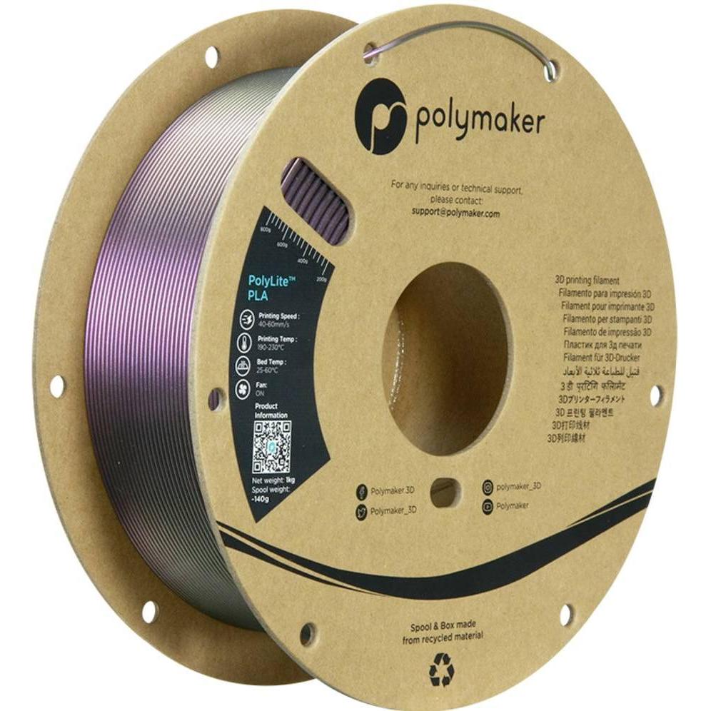 Polymaker PolyLite PLA Starlight (PLA, 1.75 mm, 1000 g, Mehrfarbig), 3D Filament, Mehrfarbig