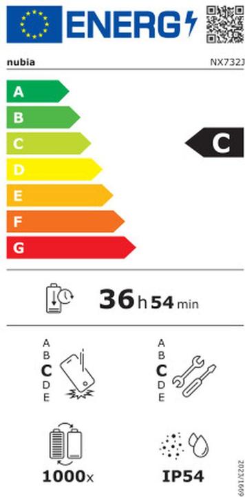 Label énergétique Nubia Flip 2 5G 8GB/256GB Schwarz (256 Go, Night Black, 6.90", Double SIM, 5G)