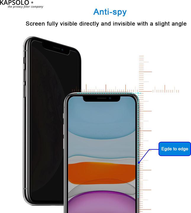Image du produit Kapsolo Filtre anti-regard Verre d'écran - verre de protection de l'intimité entièrement trempé / Te (10 pièce(s), Apple iPhone 11 Pro Max, Apple iPhone XS Max)