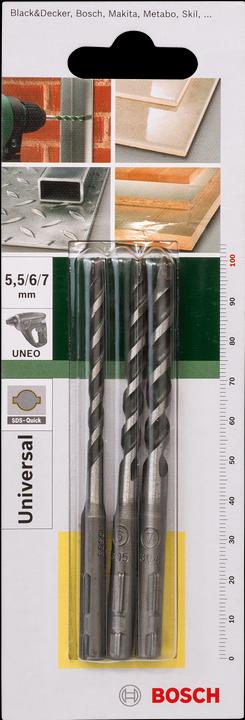 Actual product image Bosch Zubehör Multi-purpose drill bit, universal drill bit set, 3 pieces, SDS quick, 5.5 - 7 mm (5,5)