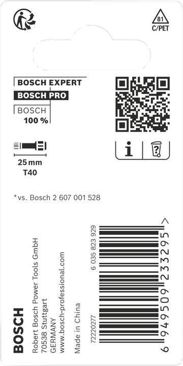 Produktbild Bosch Professional Zubehör PRO Torx Impact Bit, T40, 25 mm, 2-tlg.