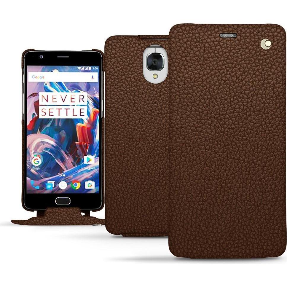Noreve Lederschutzhülle vertikal (OnePlus 3), Smartphone Hülle, Braun