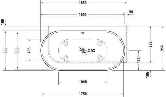 Immagine prodotto Duravit Vasca da bagno LUV 1850x950mm angolare con 2 sponde posteriori bianca (252 l, 185 cm, 95 cm)