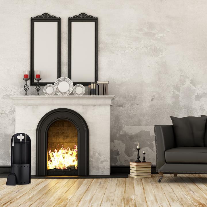 Immagine prodotto Relaxdays Set accessori moderni da camino 4 pezzi (23,5 x 16 x 59 cm)