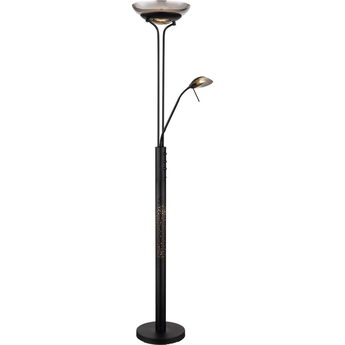 Globo, Stehlampe, Deckenfluter Metall Schwarz Matt, 1xled