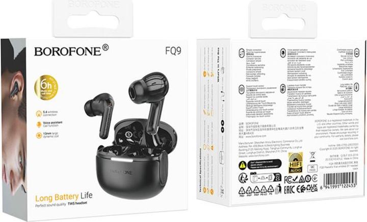 Actual product image Borofone Bluetooth headphones TWS FQ9 Peaceful black (6 h, Wireless)