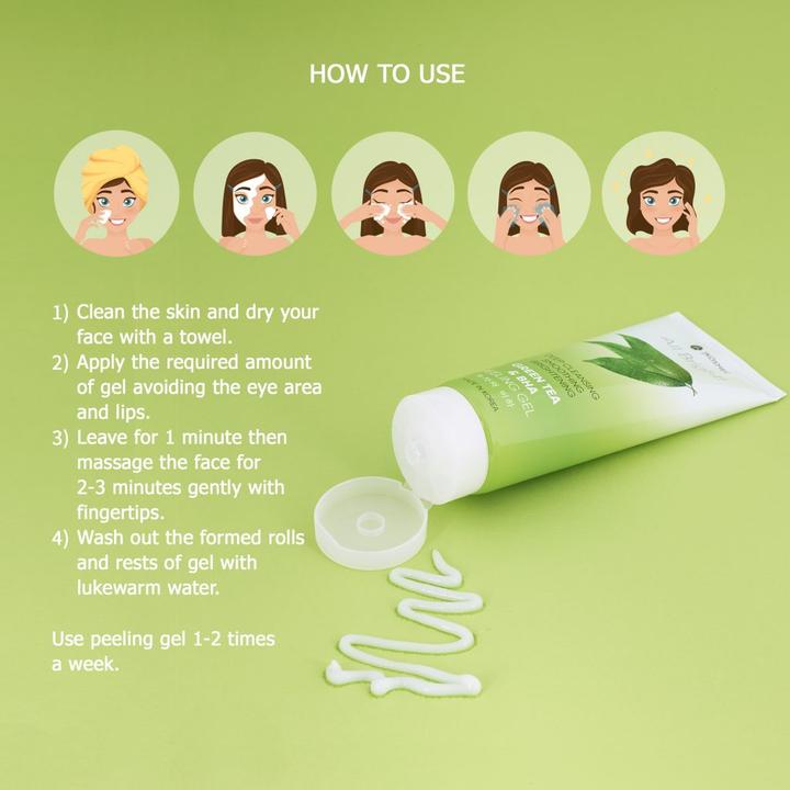 Actual product image JKosmec All Bright Green Tea and BHA Basic Peeling Gel (Cleansing scrub, 180 ml)