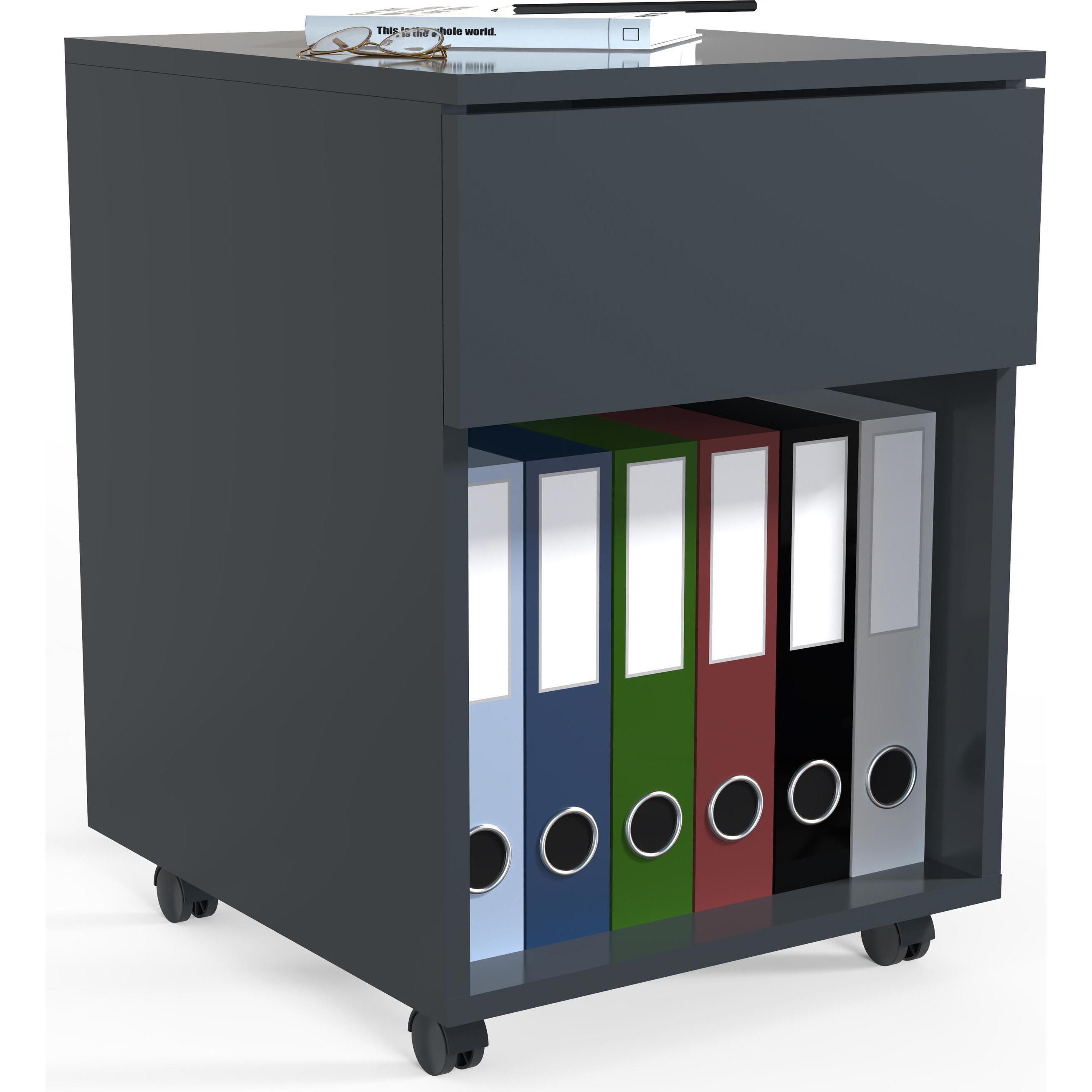 VCM, Cassettiera ufficio, Rollcontainer Beistellcontainer Bürocontainer Rollen rollbar Dasola 1 Schublade (39 x 45 x 55 cm)