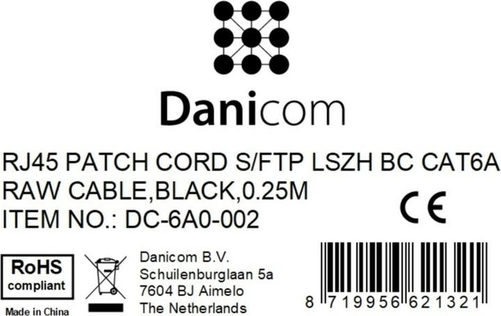 Produktbild Dsit CAT 6a Netzwerkkabel LSOH (S/FTP, CAT6a, 0.25 m)