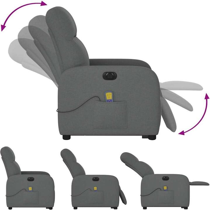 Immagine prodotto VidaXL Poltrona massaggiante elettrica con ausilio per la posizione eretta in tessuto grigio scuro
