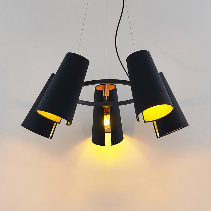 Actual product image Lucande Kemoni pendant light Black/Gold (E27)