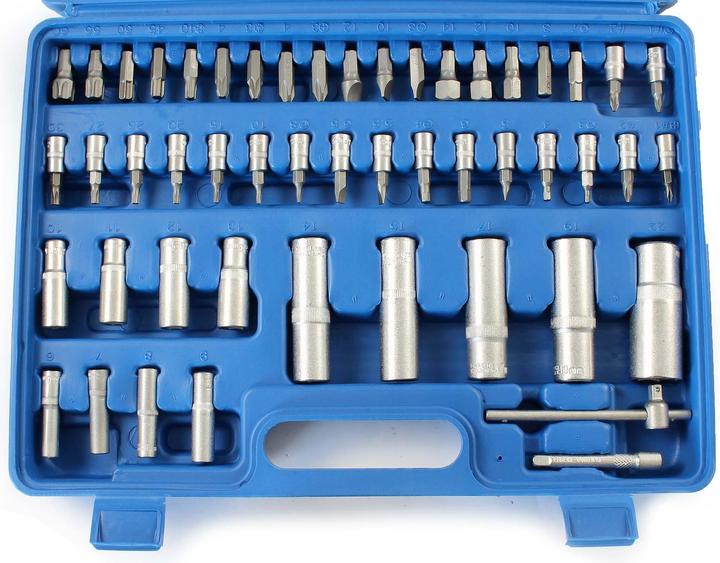 Actual product image Wiltec 108-piece Set of Socket Spanners Ratchet Box with 1/2" (12.5mm) and 1/4" (6.3mm) Drive