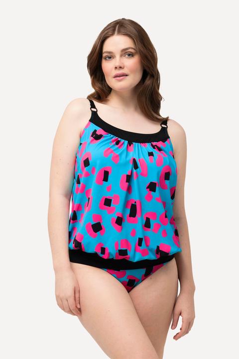 Actual product image Ulla Popken Geometric Leopard Print Elastic Hem Tankini Set (46, 48)