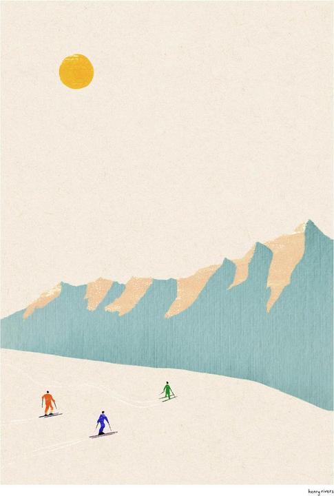 Henry Rivers - Imprimé HAPPY SKIERS (40 x 30 cm)