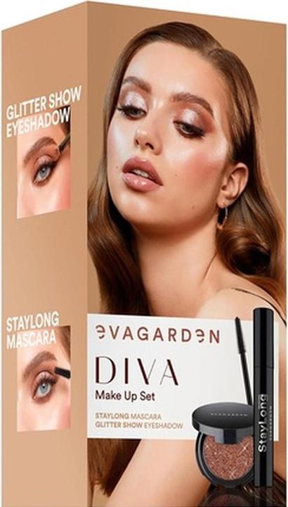 Evagarden Diva Make Up Set by for Women - 2 Piece 0.28 Oz Staylong Mascara