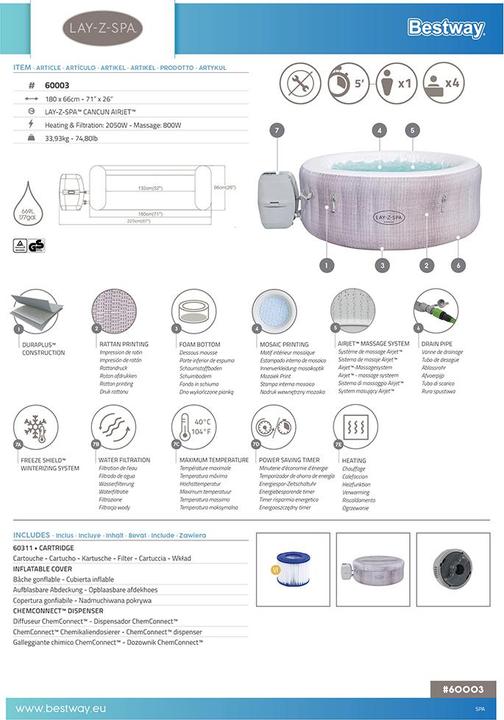 Image du produit Bestway Lay-Z-Spa Cancun AirJet (4 pers.)
