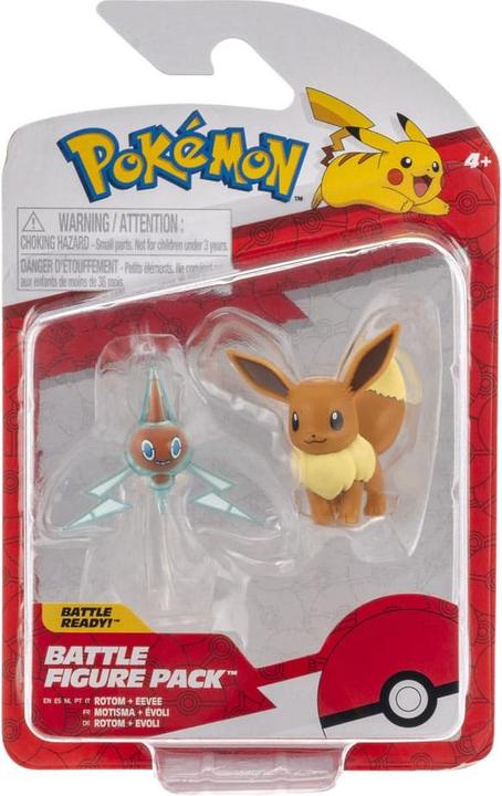Actual product image Jazwares Pokémon Battle Figure Set figures 2-pack Eevee #4, Rotom 5 cm