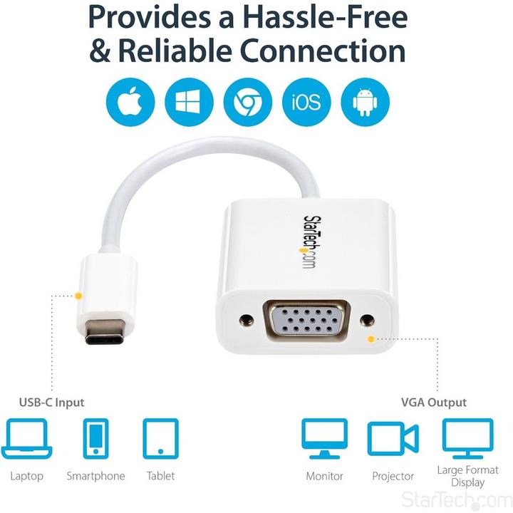 Actual product image StarTech USB-C To VGA Adapter - White (VGA, 1750 cm)