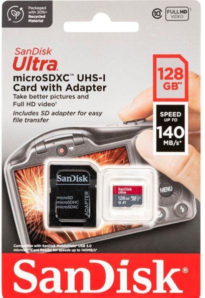 Produktbild SanDisk Ultra microSDXC /s+SD Adapter (128 GB, microSDXC, U1, UHS-I)