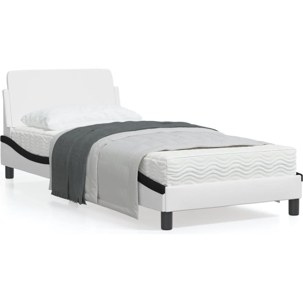 VidaXL, Bett, Bettgestell mit Kopfteil Kunstleder (90 x 200 cm)