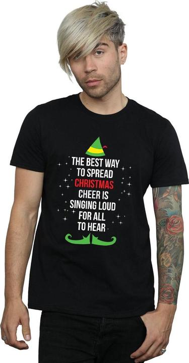 Actual product image Elf Mens Christmas Cheer Text T-Shirt (M)