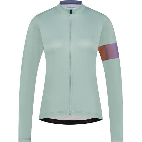 Shimano, Damen, Velotrikot, W's Kaede long sleeve jersey printed RESTORE GREEN XL (XL), Grün, XL