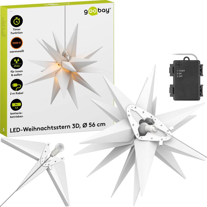 Produktbild Goobay LED-Weihnachtsstern 3D, Ø 56 cm, batteriebetrieben