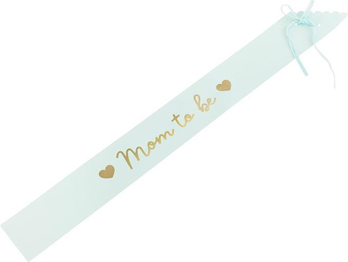 Actual product image Partydeco Sash Mom to be, light tiffany blue, 75 cm (1 pkt / 1 pc.) (1 Piece)