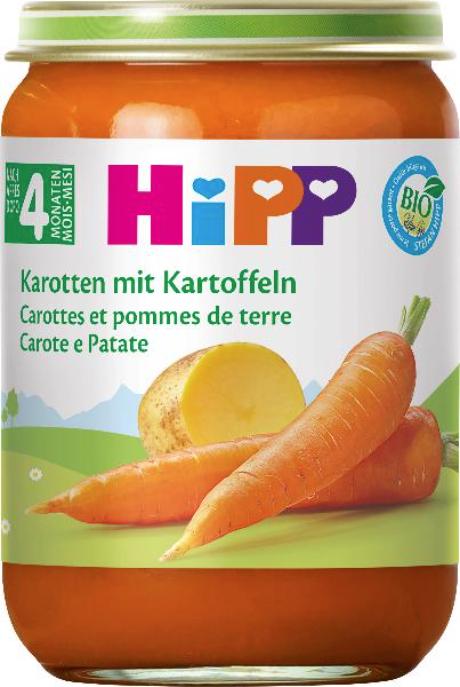 Produktbild Hipp Bio Früh Karotten mit Kartoffeln Glas 190 g (305 g)