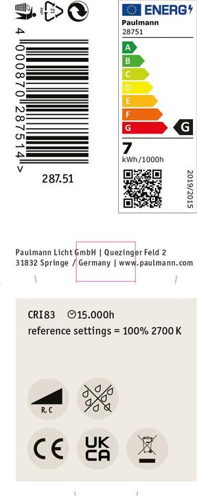 Energie-Label Paulmann Reflektor (GU10, 7 W, 460 lm, 1 x, G)