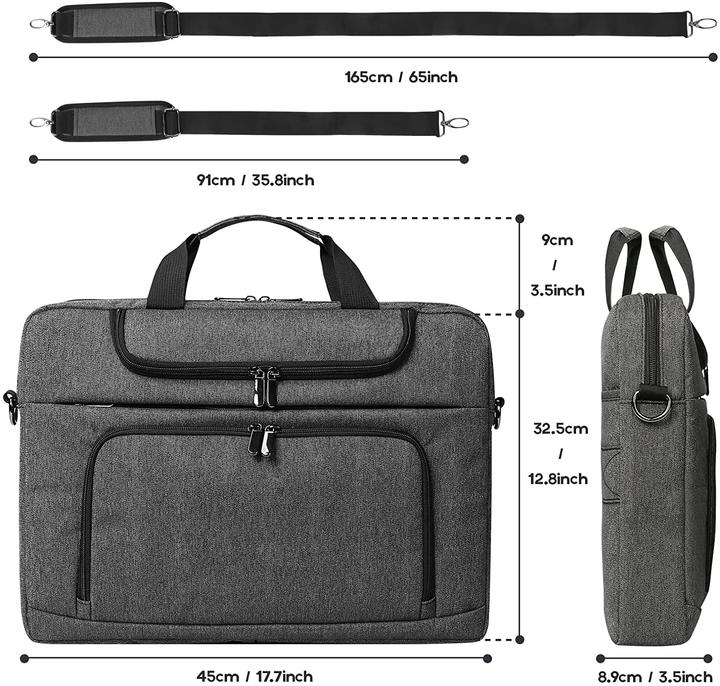 Immagine prodotto Bertasche Borsa per computer portatile da 17-17,3 pollici (grigio scuro) (17.30")