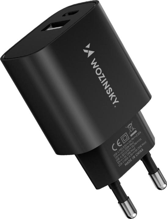 Actual product image Wozinsky WGWCB USB-A USB-C 20W wall charger - black (20 W)