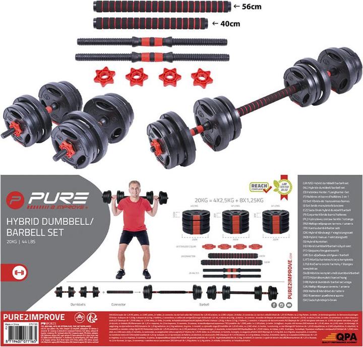 Produktbild Pure2improve Hantelset Hybrid (8 x 1.25 kg, 4 x 2.5 kg)