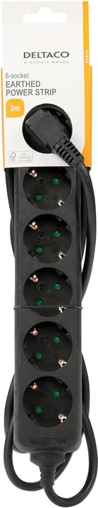 Produktbild Deltaco GT-0621 power extension 6 AC outlet(s) Indoor Black (3 m, CEE 7/3)