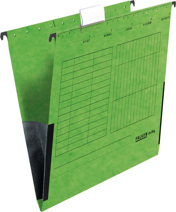 Image du produit Falken Pochette suspendue UniReg DIN A4 230g/m² carton manila recyclé vert 5 pcs/paquet (A4, 1 x)