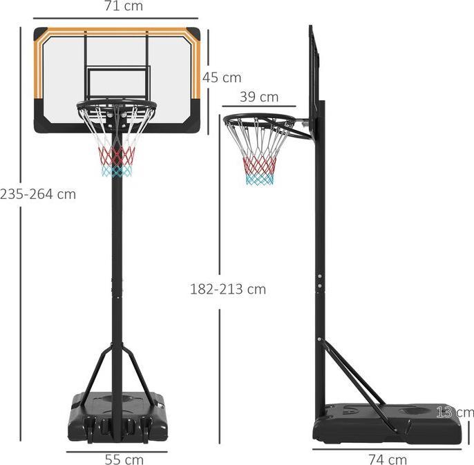 Produktbild Swisshandel24 Basketballkorb Outdoor mit Ständer, 182-213 cm höhenverstellbar, Schwarz