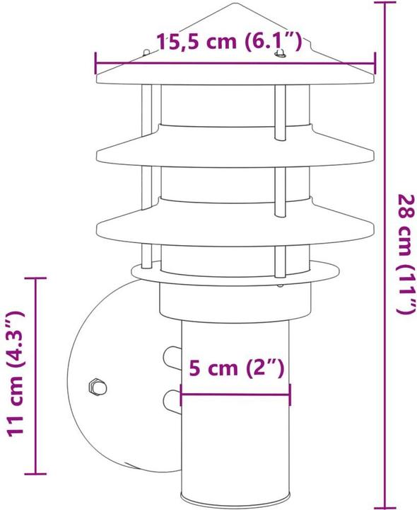 Image du produit vidaXL Aussenwandleuchte (E27, IP44)