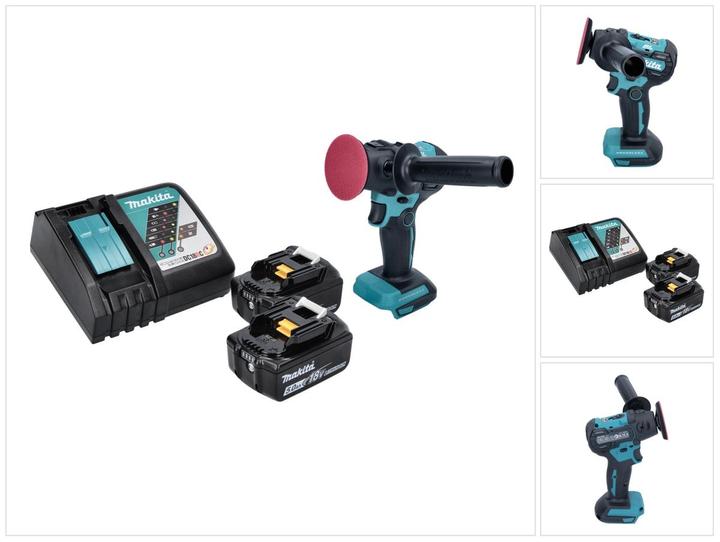 1x Makita DPV 300 Akku Schleifer Polierer 18 V 50, 80 mm Brushless + 2x Akku 5,0 Ah + Ladegerät