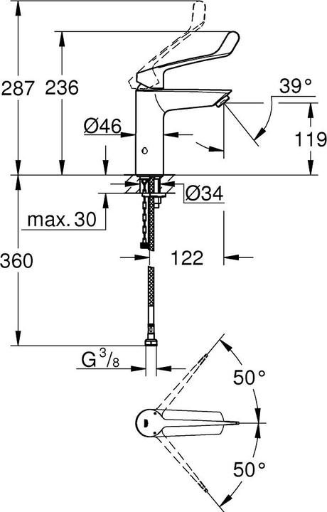 Produktbild Grohe EH-WTbatt EUROSMART 1/2Zoll, M-Size chrom