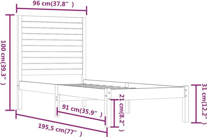 Image du produit vidaXL Bettrahmen (90 x 190 cm)