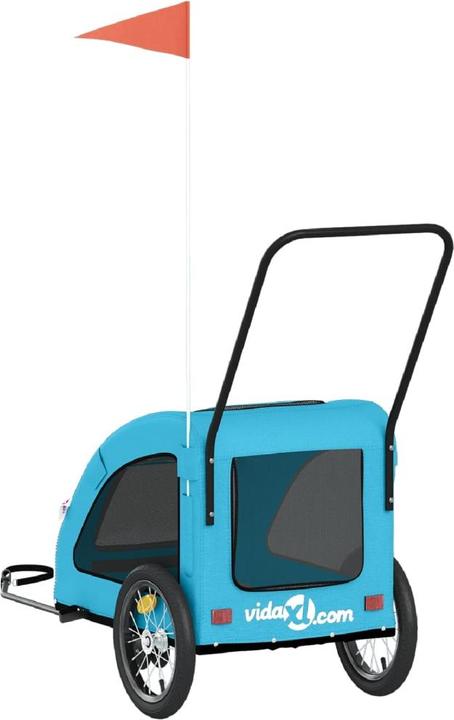 Produktbild vidaXL Fahrradanhänger Hunde Blau Oxford-Gewebe und Eisen
