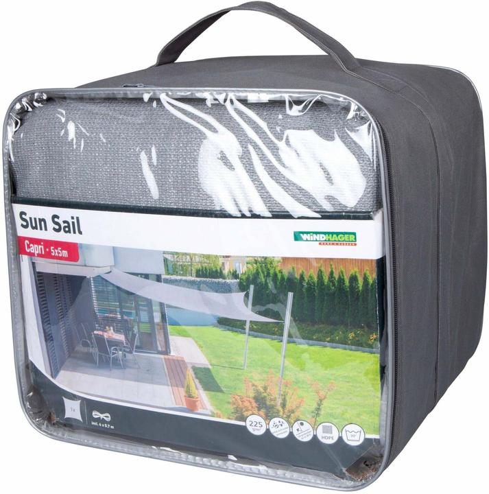 Produktbild Windhager Sonnensegel 500 cm, Quadratisch, Grau (500 x 500 cm)