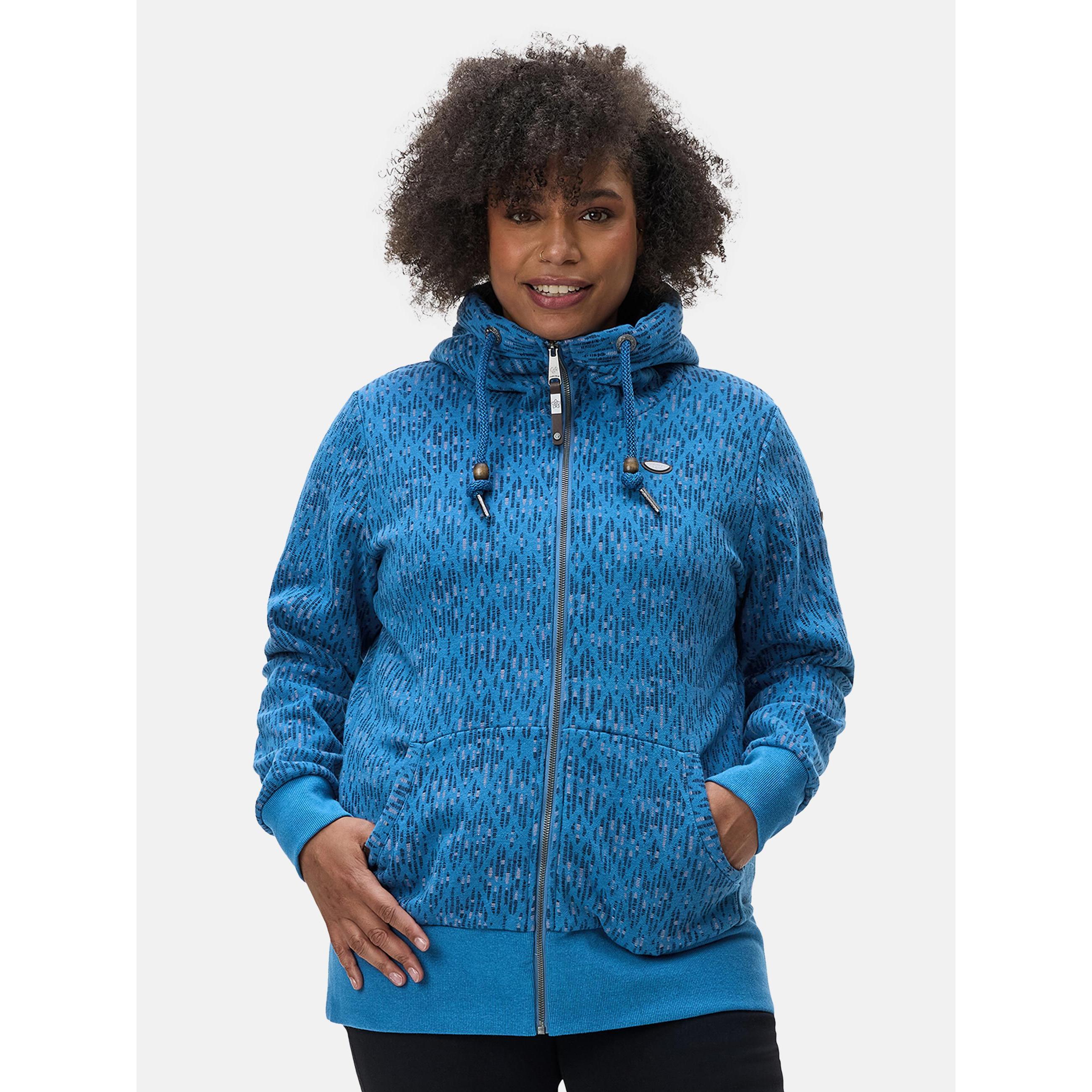 Ragwear, Damen, Pullover, Neska Print Zip Plus, Blau, (44)