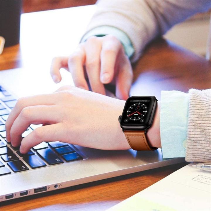 Produktbild Tech Apple 4/5/6/7/8/SE Smart Watch Lederarmband, Braun, 38/40/41 mm (38 mm, 40 mm, 41 mm, Naturleder)